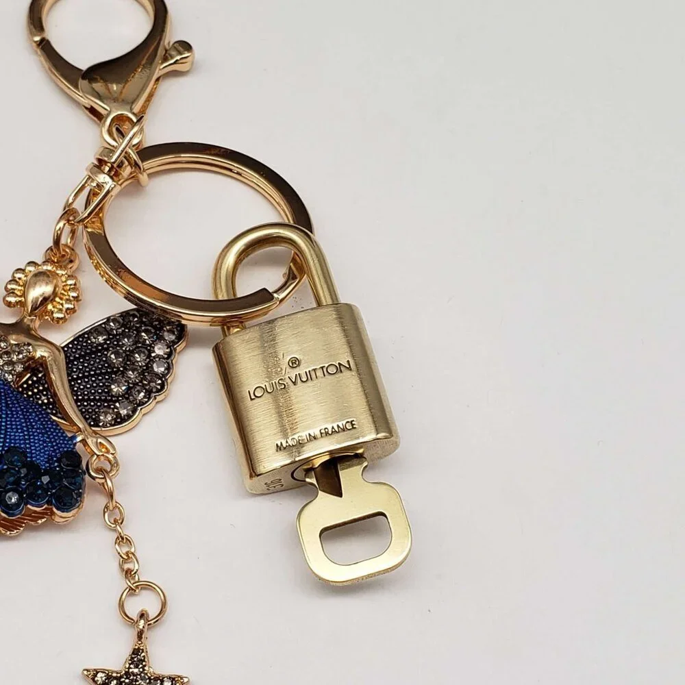 LV Gold Padlock 🔑 Authentic Louis Vuitton Charm + Unbranded Fairy Keychain